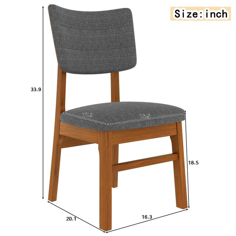 Dining Chairs (Set of 4), Wooden Dining Chair Armless, Mid Century Modern Upholstered Seat Cushion Dining Room Chair For Home Kitchen Dining Room Restaurant - Brown / Gray