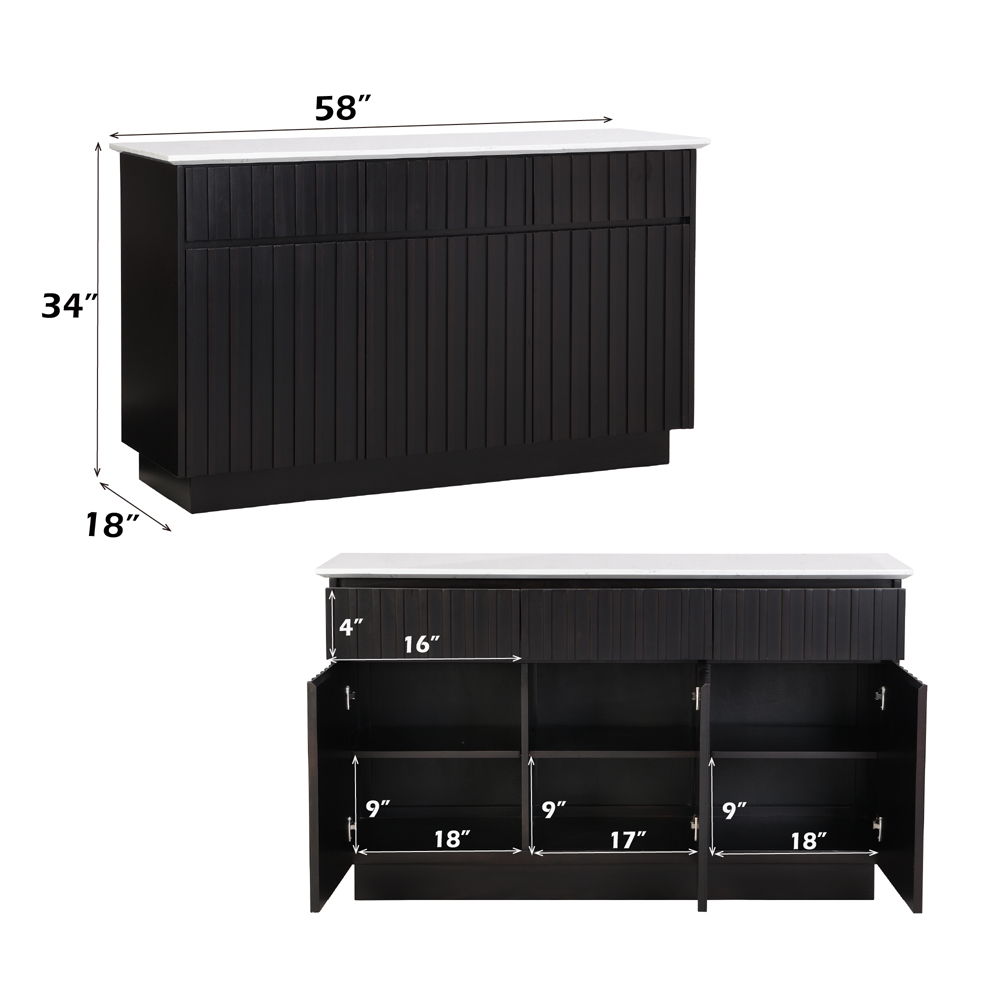 Jaramillo - Server - Engineering Marble Top & Black - Urban Living Furniture (Los Angeles, CA)