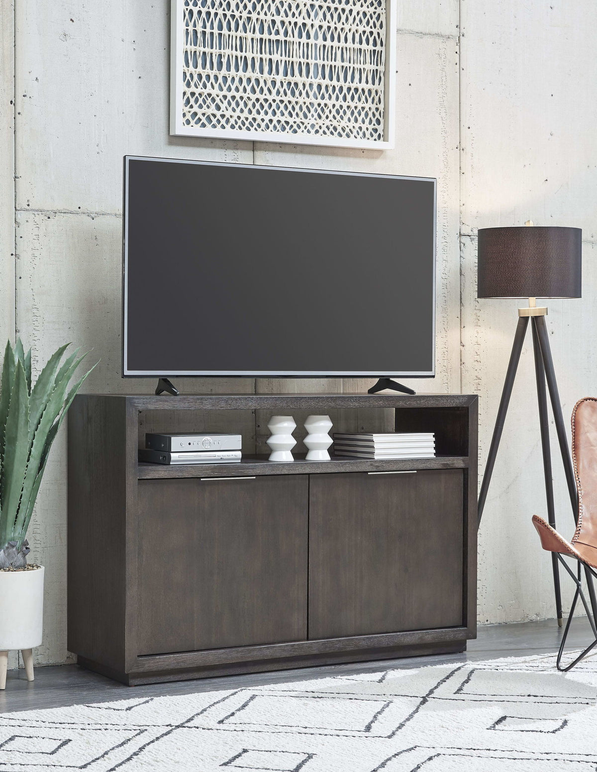 Oxford - 54" Solid Wood Media Console - Basalt Gray