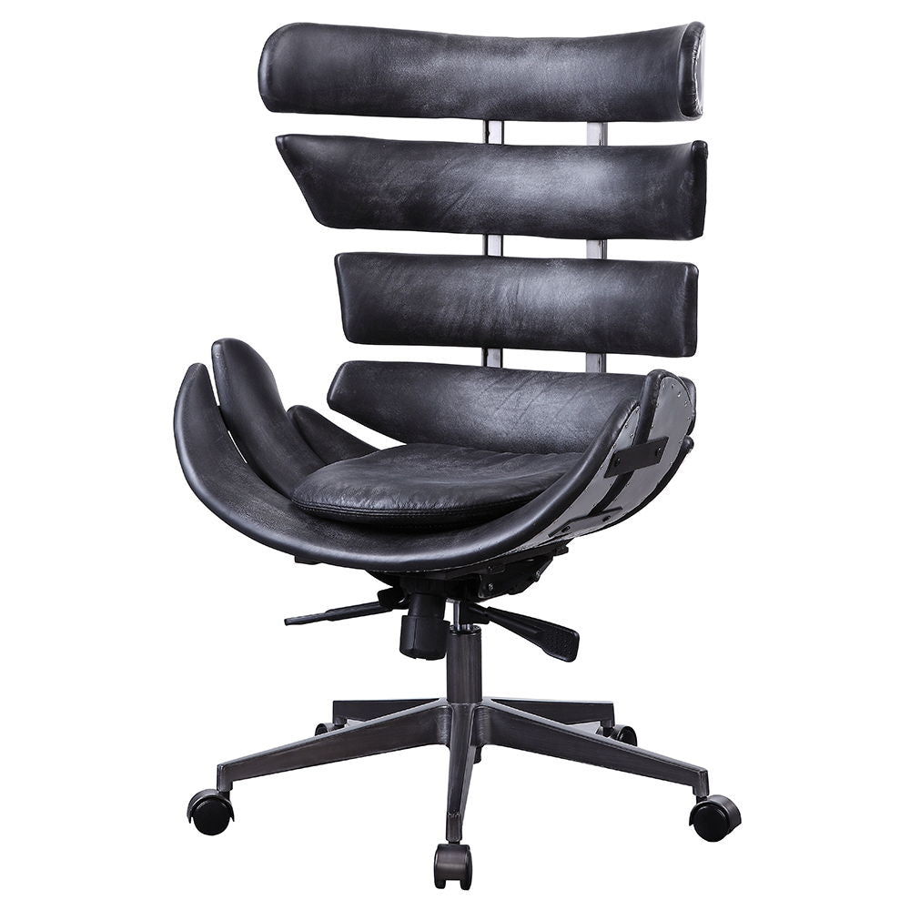 Megan - Office Chair - Vintage Black Top Grain Leather & Aluminum - Urban Living Furniture (Los Angeles, CA)