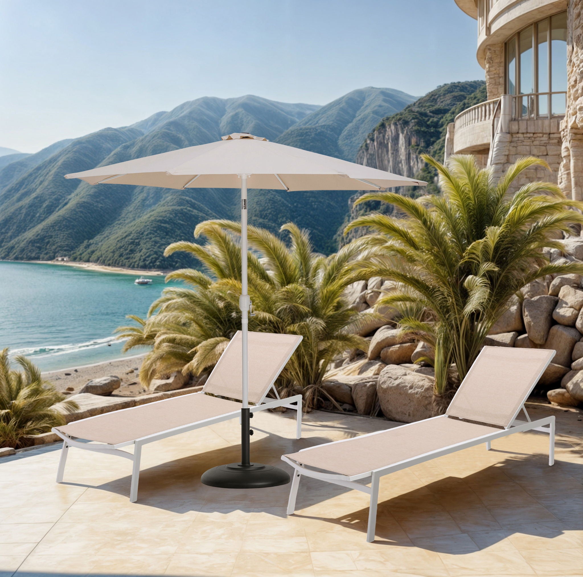 Fiji - Aluminum Patio Umbrella With Round Black And White Base - Urban Living Furniture (Los Angeles, CA)