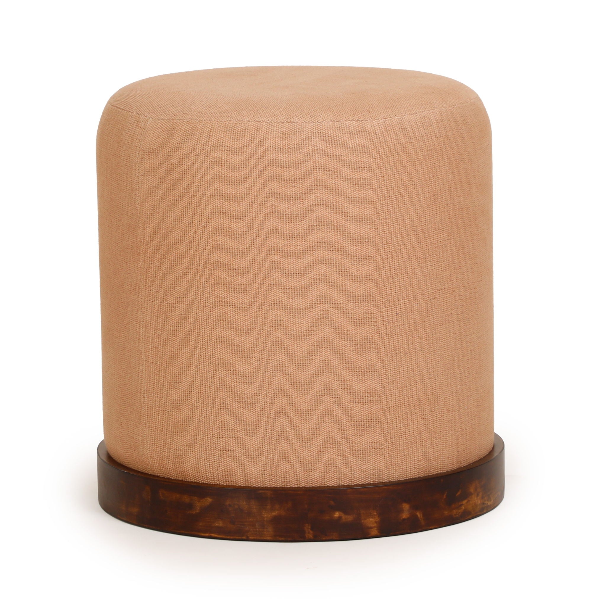 Como - Burl and Cotton Jute Designer Accent Stool - Peach - Urban Living Furniture (Los Angeles, CA)