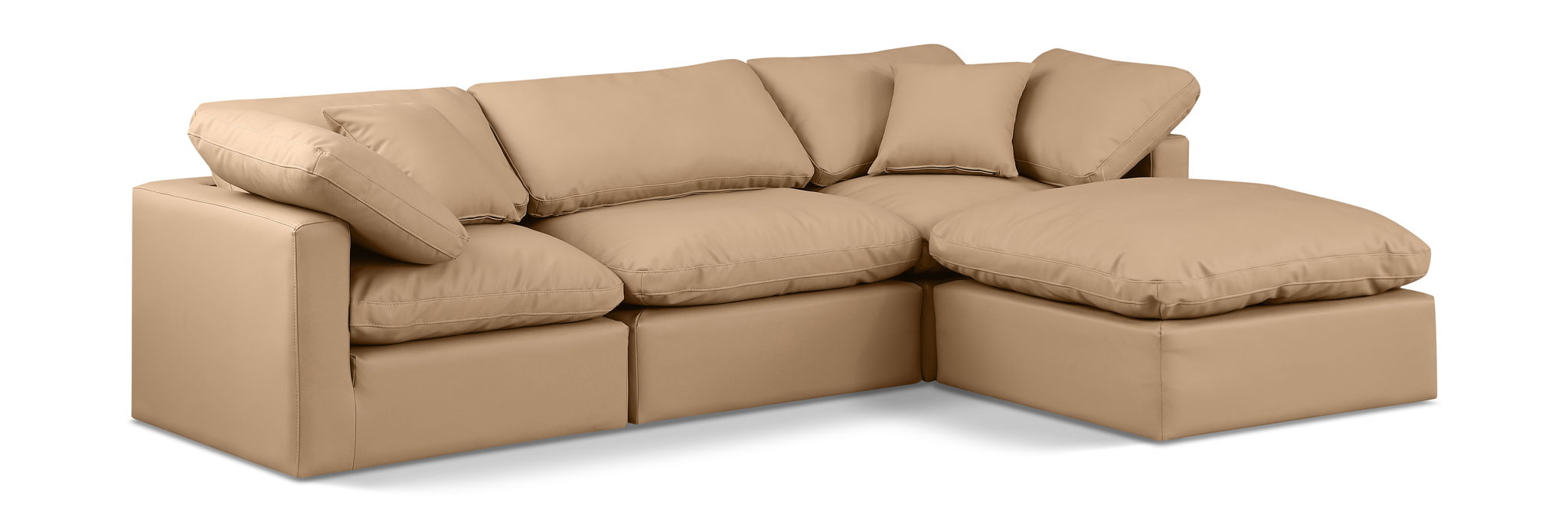 Indulge - Faux Leather 4 Piece Modular Sectional With Chaise - Tan - Urban Living Furniture (Los Angeles, CA)