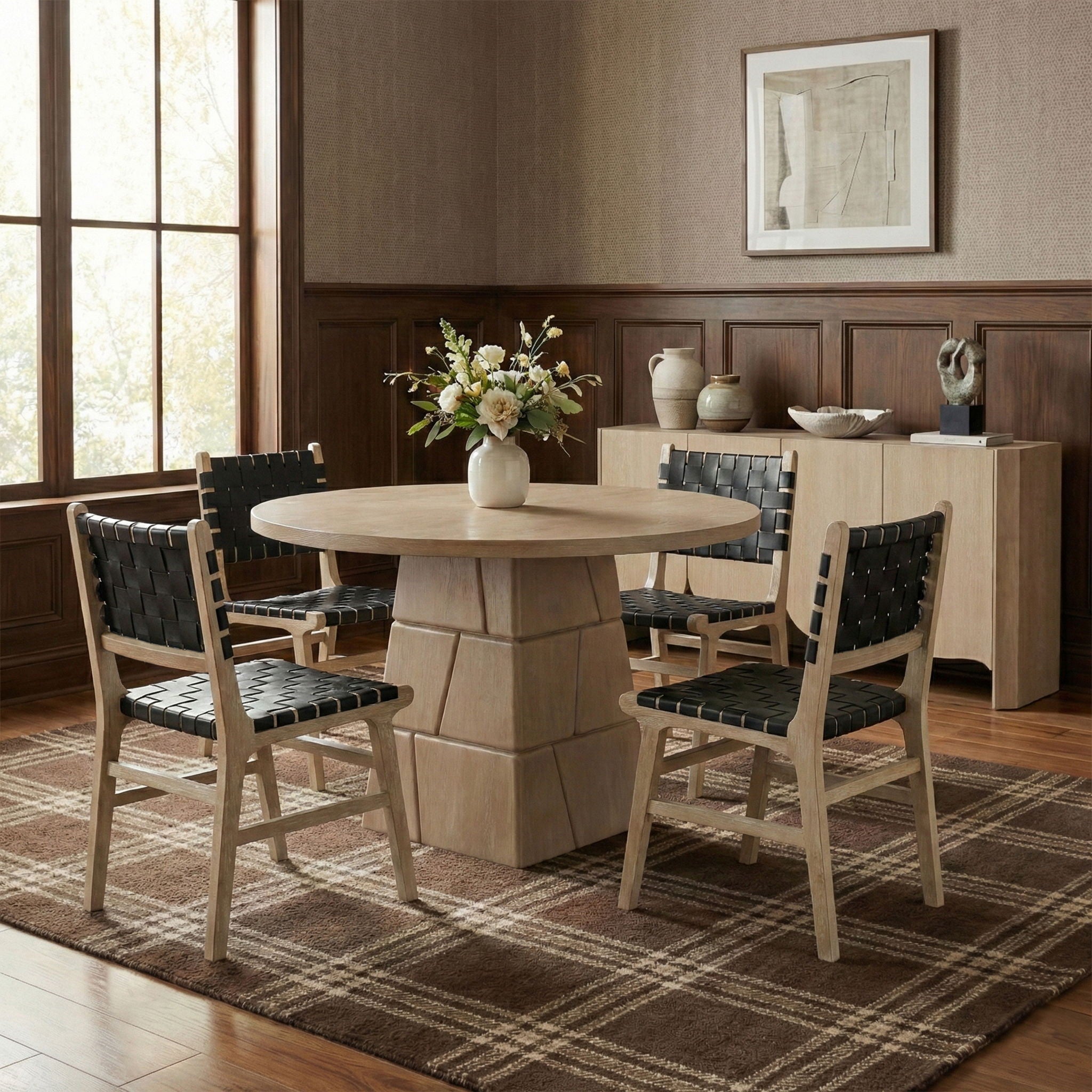 Entwine - Vegan Leather Upholstered Dining Chair - Painted Natural - Urban Living Furniture (Los Angeles, CA)