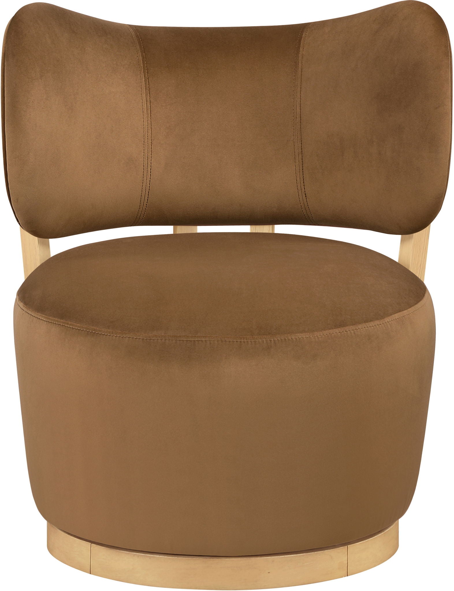 Elara - Velvet Upholstered Swivel Accent Chair - Saddle / Stained Natural - Urban Living Furniture (Los Angeles, CA)