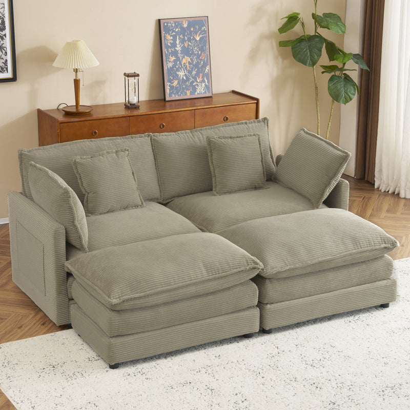 Modern Modular Sectional Sofa With Side Storage Pockets For Living Room