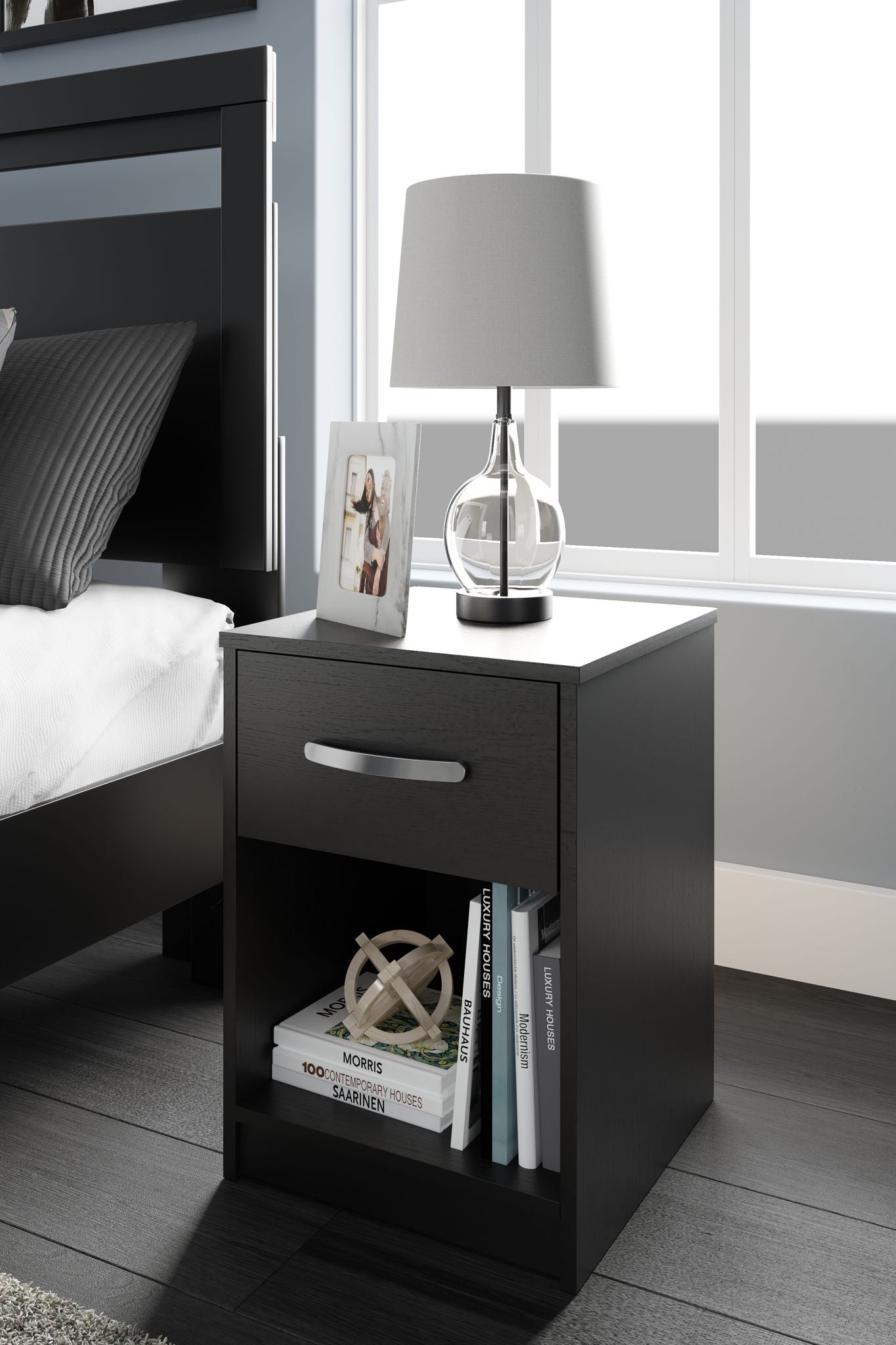 Finch - Black - One Drawer Night Stand - 23" Height - Urban Living Furniture (Los Angeles, CA)