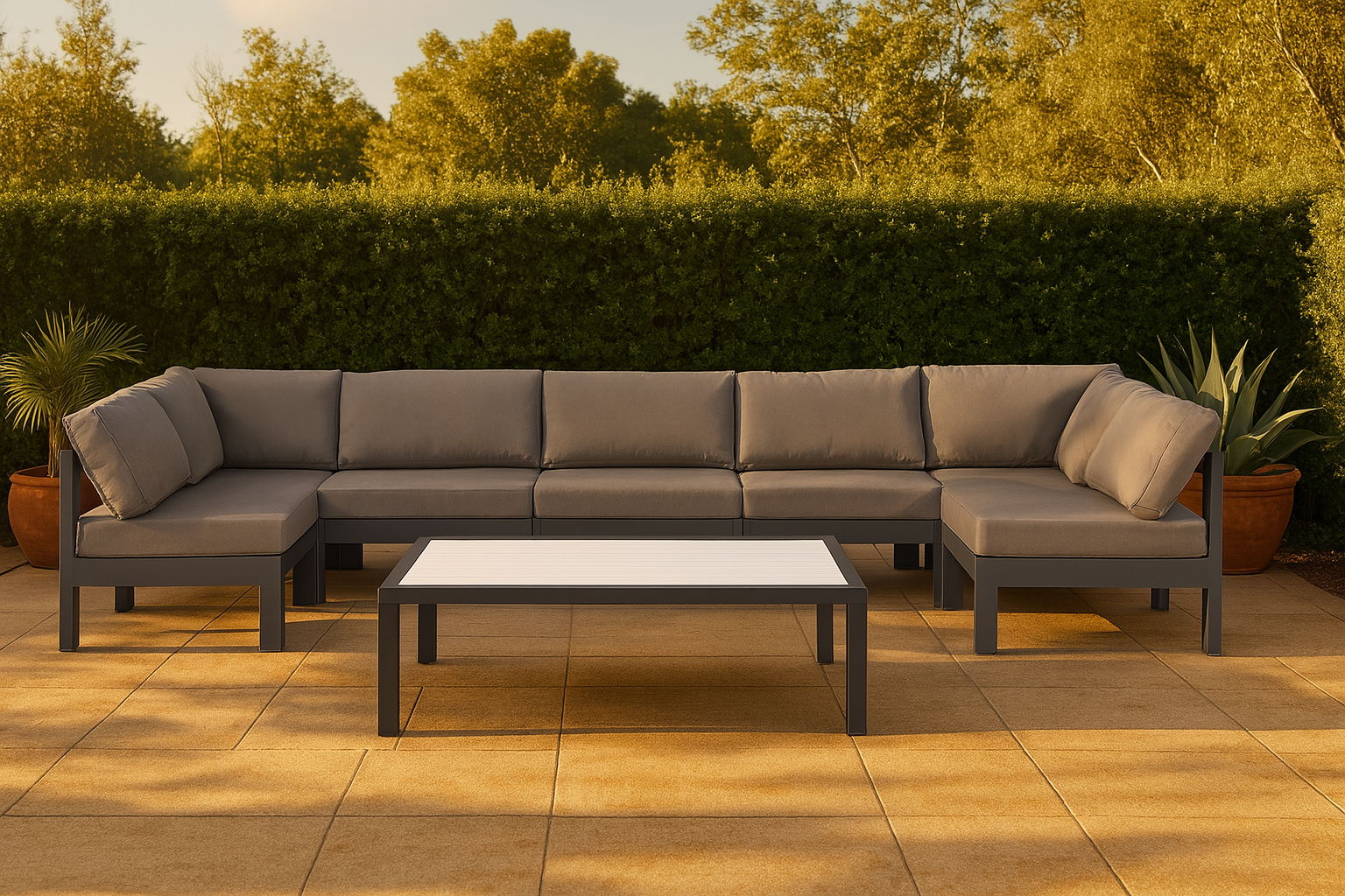 Nizuc - Outdoor Patio 7 Piece Modular Sectional With Gray Frame - Urban Living Furniture (Los Angeles, CA)