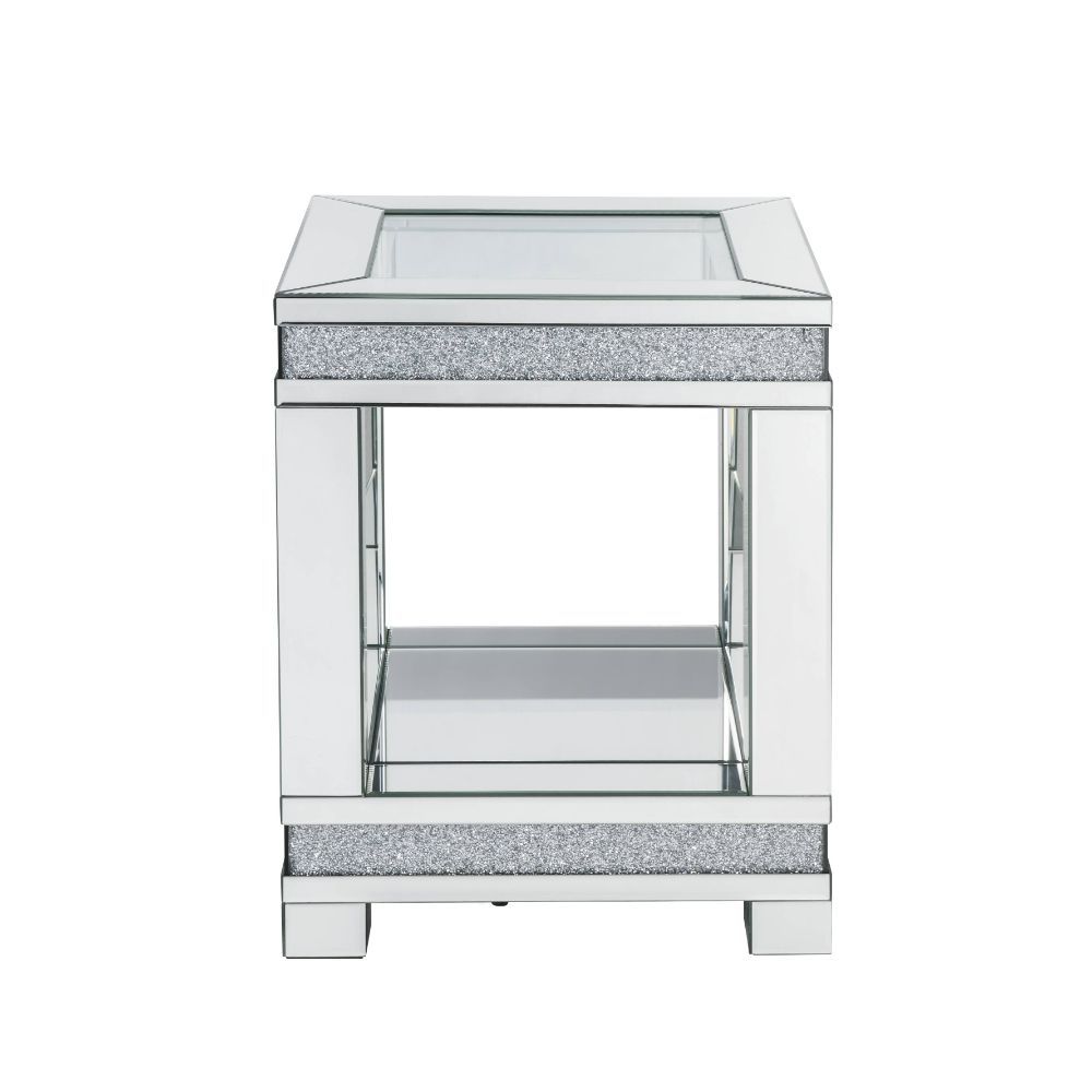 Noralie - 20" Square End Table - Mirrored & Faux Diamonds - Urban Living Furniture (Los Angeles, CA)