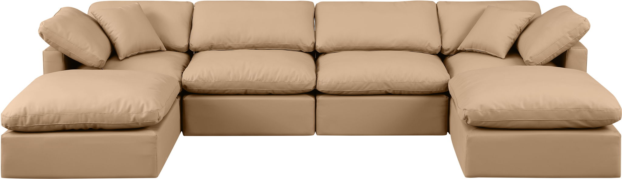 Indulge - Faux Leather 6 Piece Modular Double Chaise Sectional - Tan - Urban Living Furniture (Los Angeles, CA)