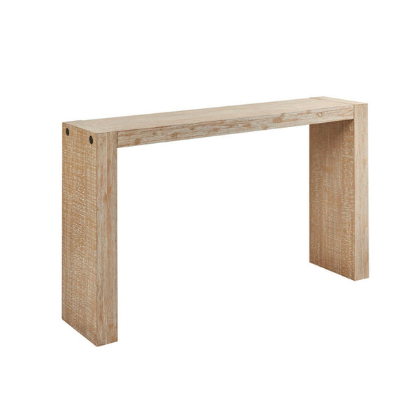 Modern Solid Wood Console Table With Distressed - Reclaimed Wheat