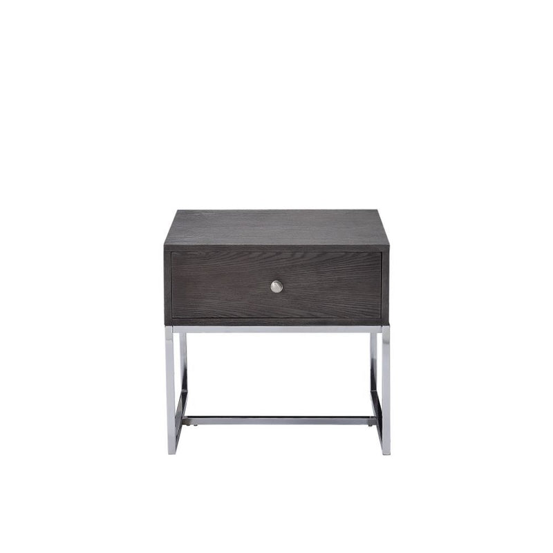 Iban - End Table - Gray Oak & Chrome - Urban Living Furniture (Los Angeles, CA)