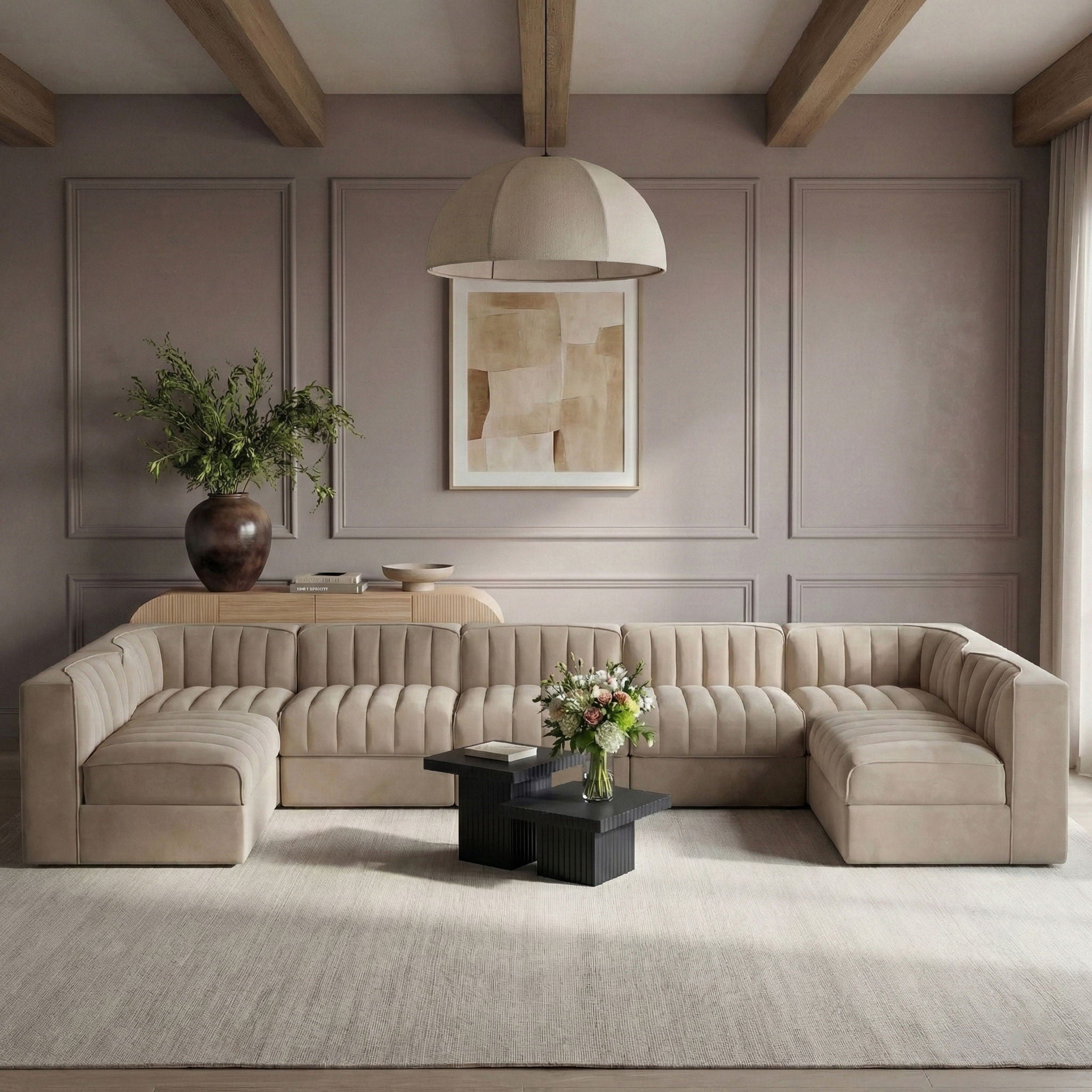 Rummi - Velvet Performance Fabric Upholstered 7 Piece Modular Sectional (With 2 Corner Chairs) - Urban Living Furniture (Los Angeles, CA)