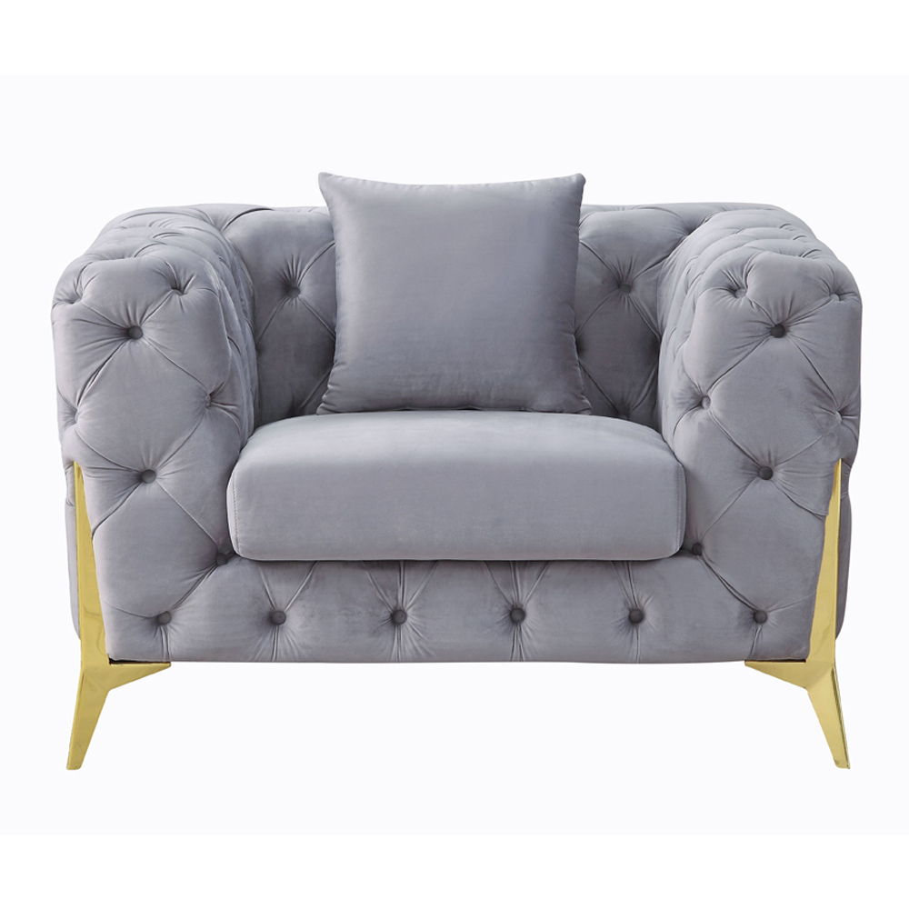 Jelanea - Chair With Pillow - Gray Velvet & Gold - Urban Living Furniture (Los Angeles, CA)
