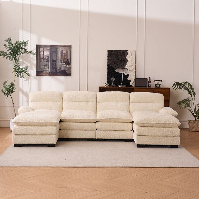 U - Shaped Profile Modular Sofa, Including 2 Single Seats And 2 Chaise
