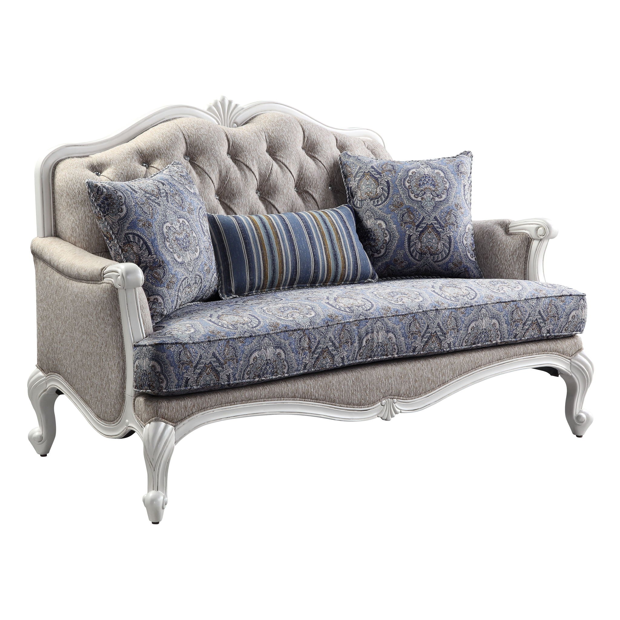 Ciddrenar - Loveseat - Fabric & White Finish - Urban Living Furniture (Los Angeles, CA)