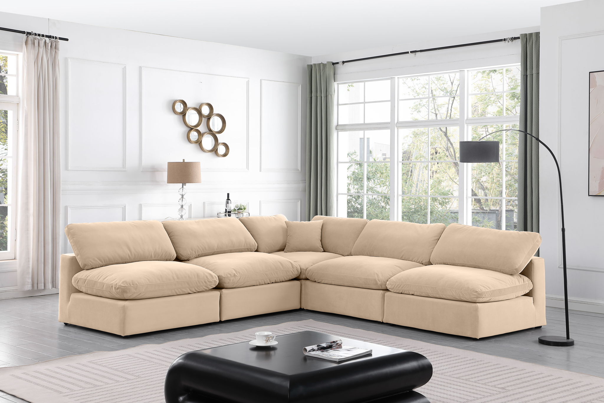 Comfy - 5 Piece Velvet Modular Corner Armless Sectional - Urban Living Furniture (Los Angeles, CA)