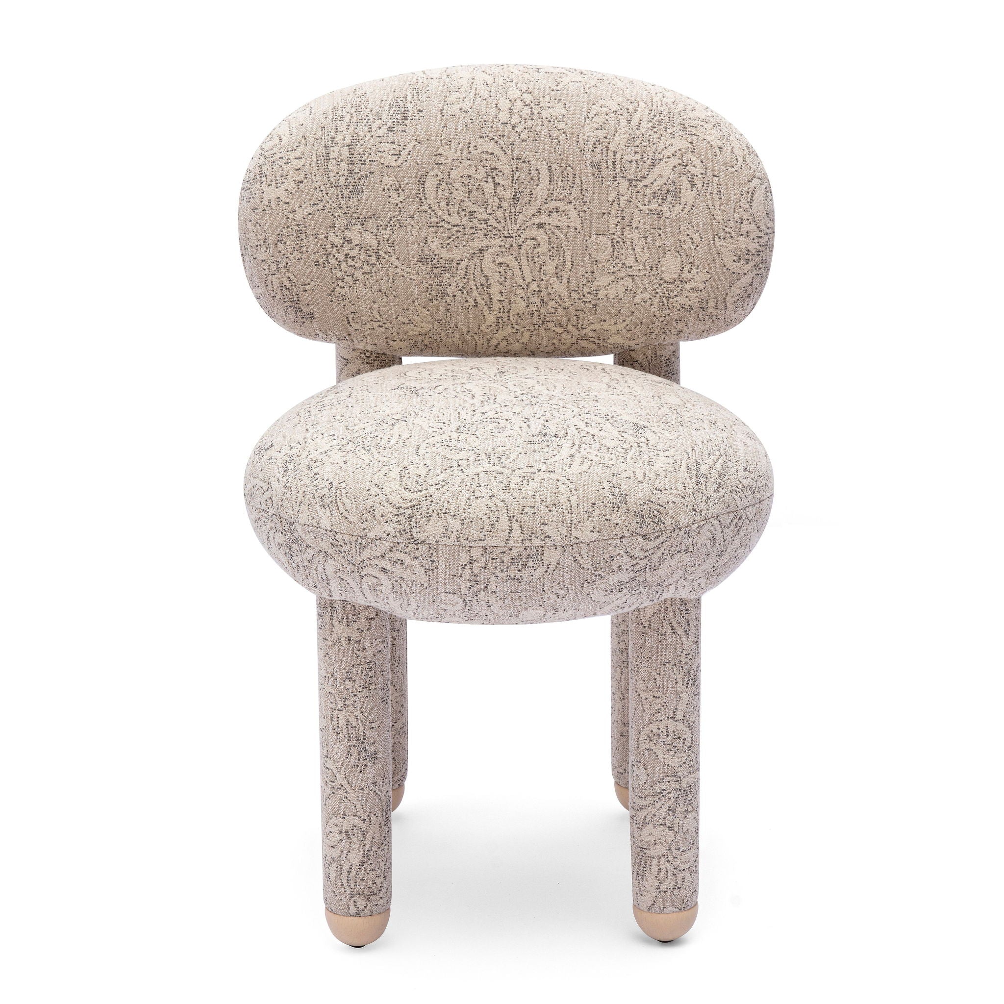Manu - Floral Jacquard Dining Chair - Neutral