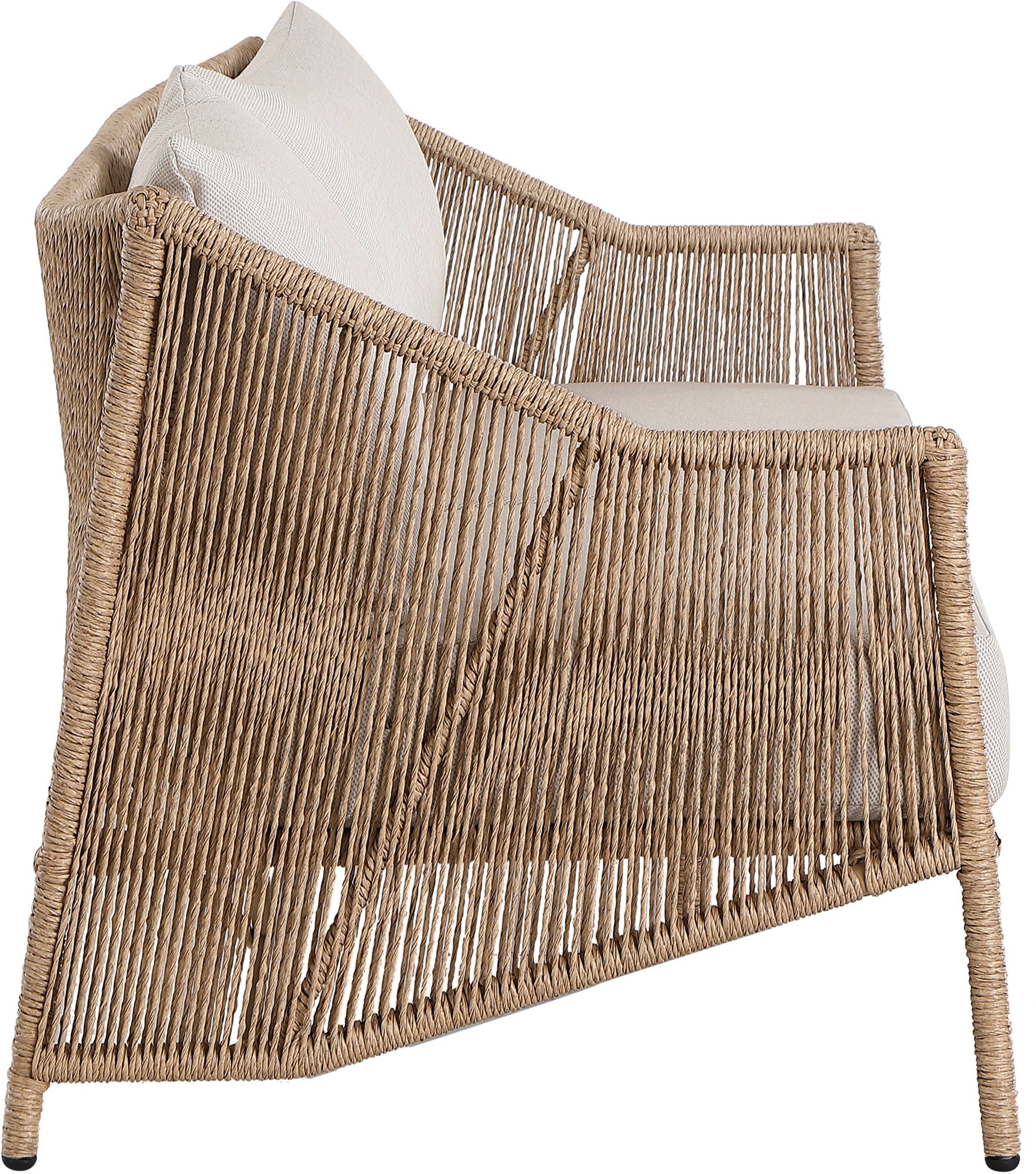 Coastline - Olefin Water Resistant Fabric And Wicker Outdoor Patio Loveseat - Beige - Urban Living Furniture (Los Angeles, CA)