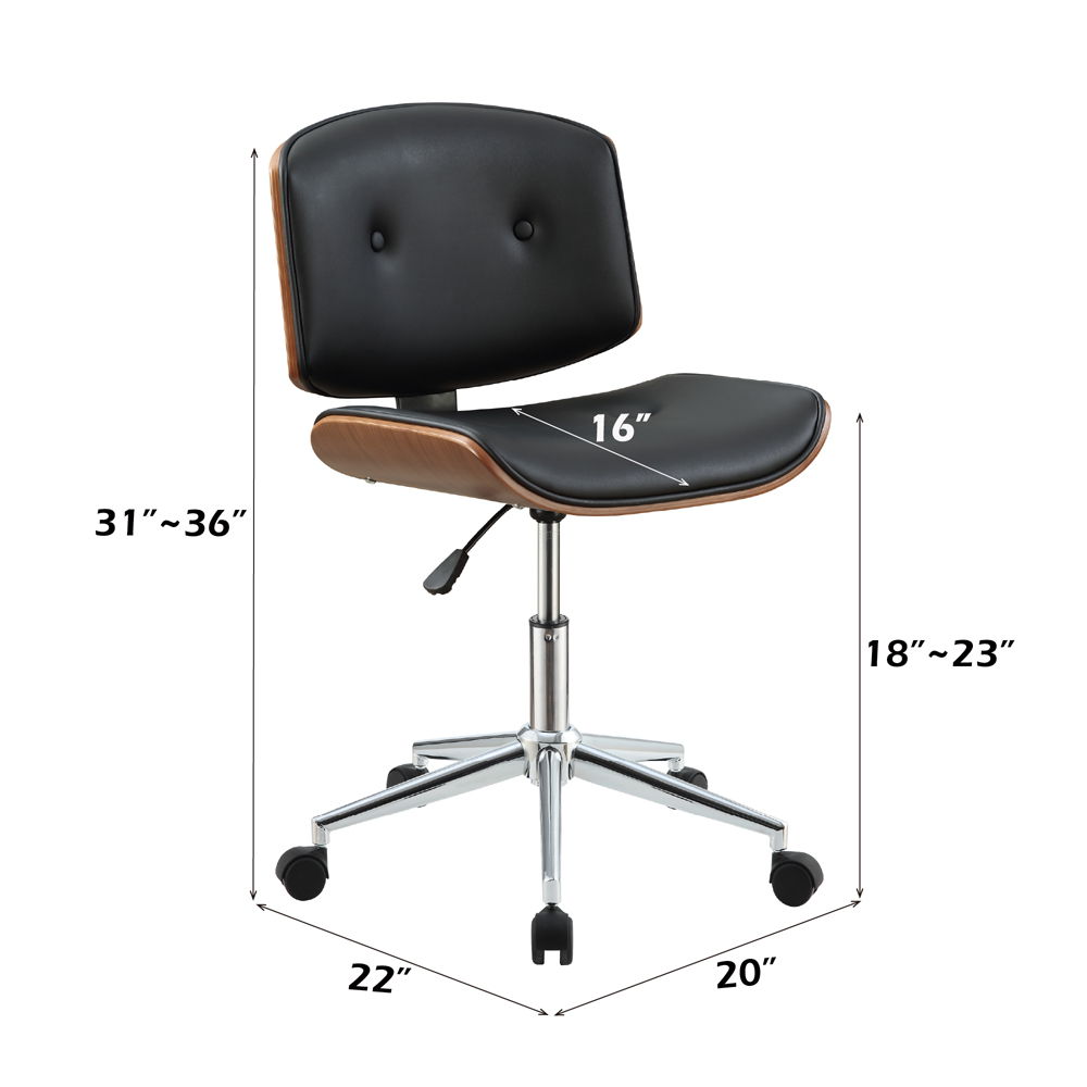 Camila - 36" Office Chair - Black Synthetic Leather & Walnut - Urban Living Furniture (Los Angeles, CA)