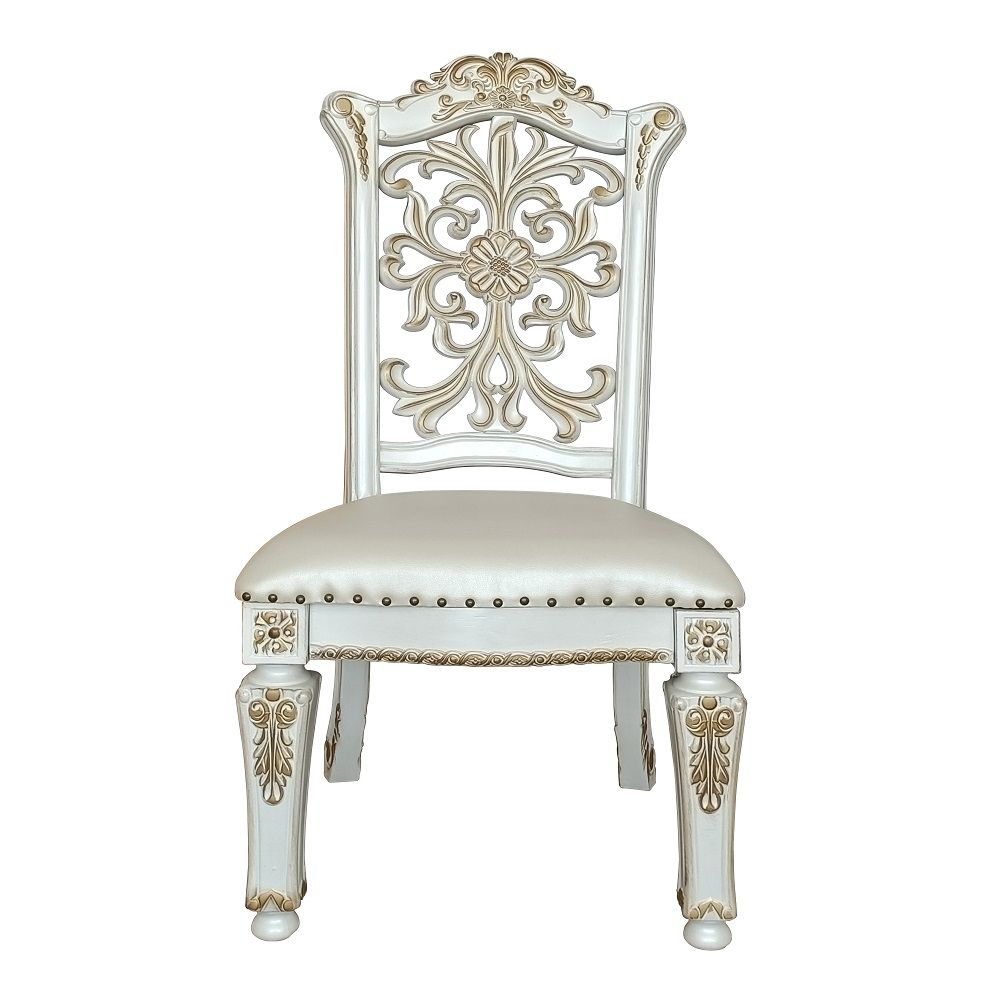 Vendome - 48" Side Chair (Set of 2) - Synthetic Leather & Antique Pearl - Urban Living Furniture (Los Angeles, CA)