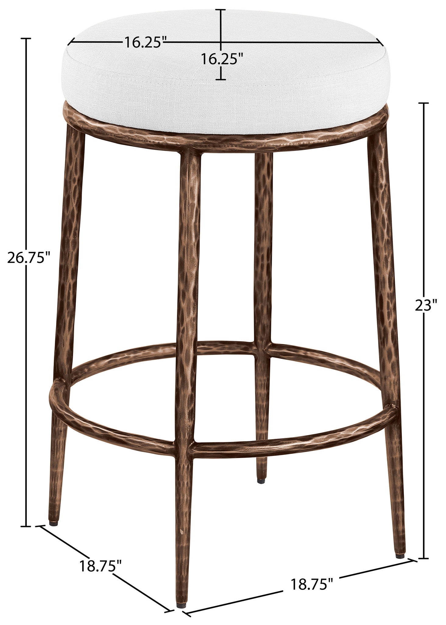 Ferro - Upholstered Backless Counter Stool With Brushed Bronze Base