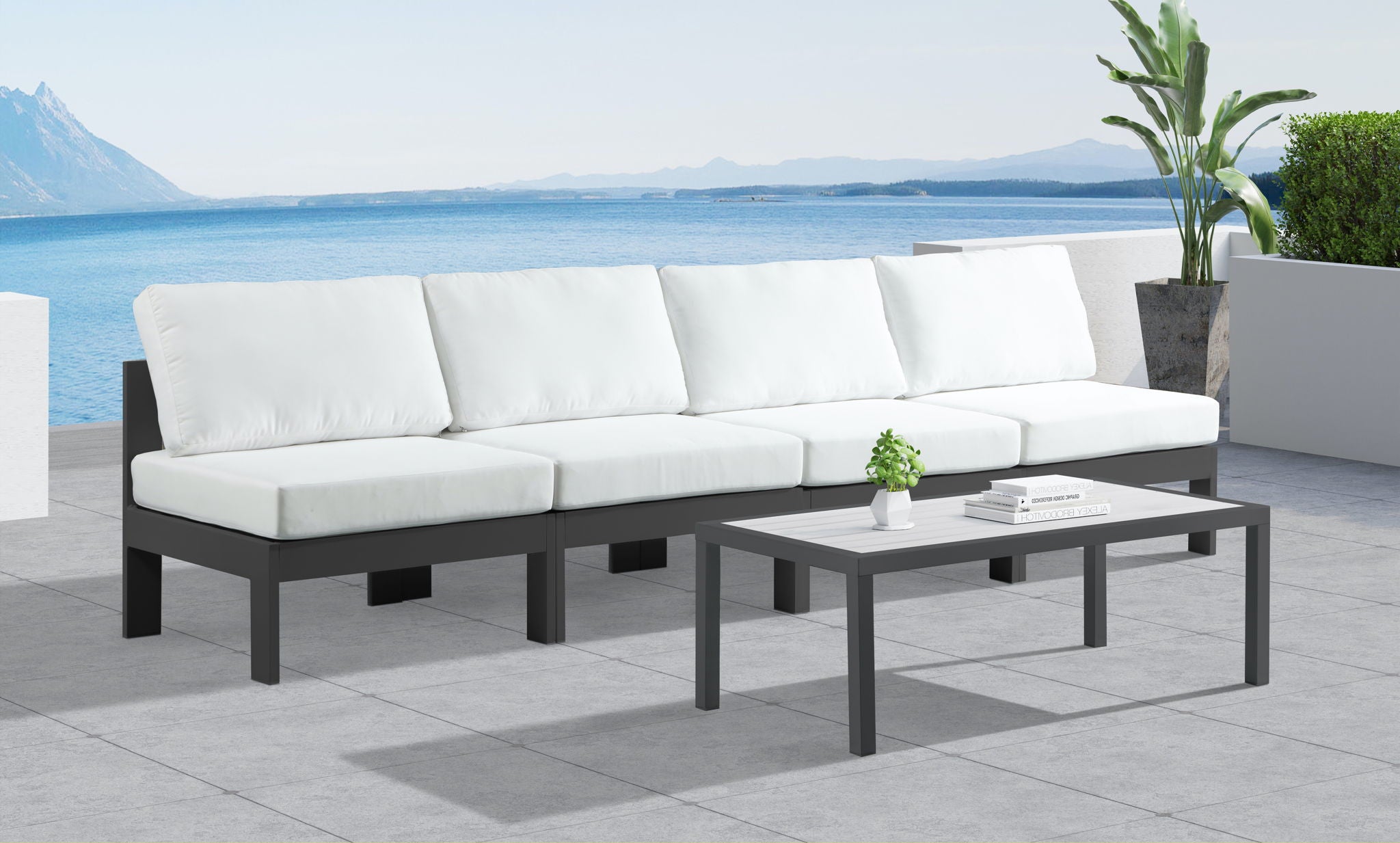 Nizuc - Outdoor Patio 4 Seat Armless Modular Sofa With Gray Frame - Urban Living Furniture (Los Angeles, CA)