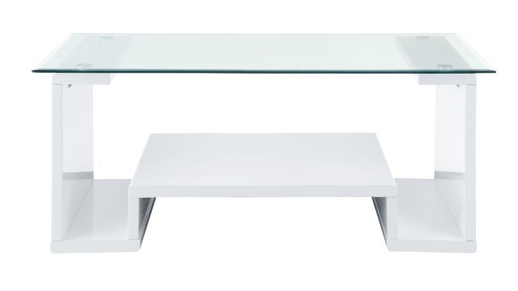 Nevaeh - Coffee Table - Clear Glass & White High Gloss Finish - Urban Living Furniture (Los Angeles, CA)