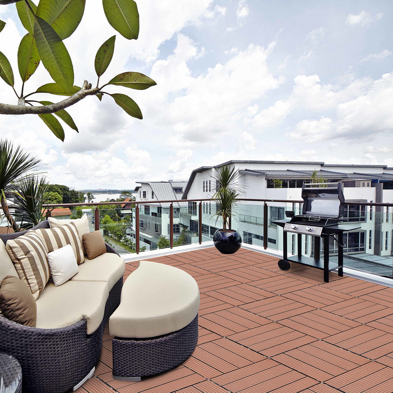 Wood Plastic Composite Deck Tiles, Sustainable Composite Decking Resist Rust, Water, Weather, Easy To Diy & Maintain