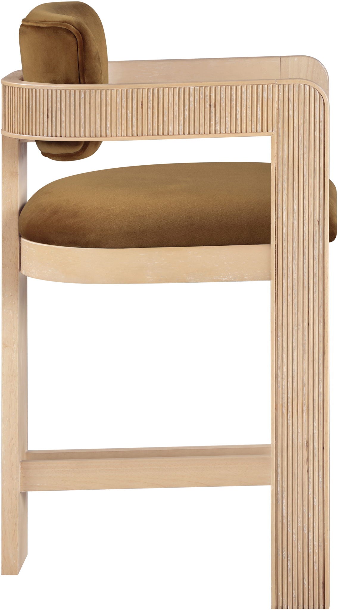 Sacha - Velvet Stool With Natural Base - Saddle - Urban Living Furniture (Los Angeles, CA)