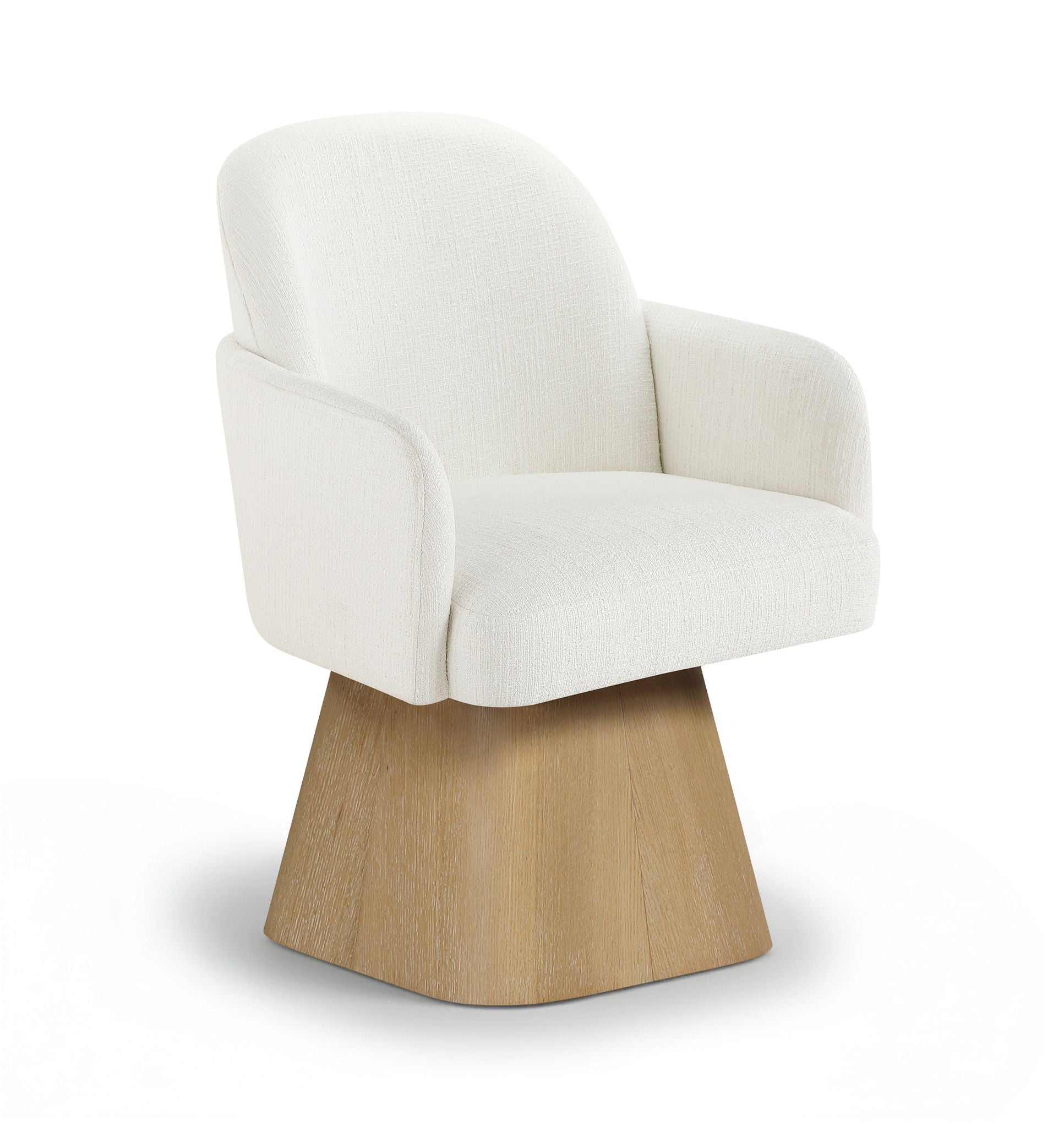 Marlowe - Linen Textured Fabric Upholstered Swivel Dining Arm Chair - Stained Natural - Urban Living Furniture (Los Angeles, CA)