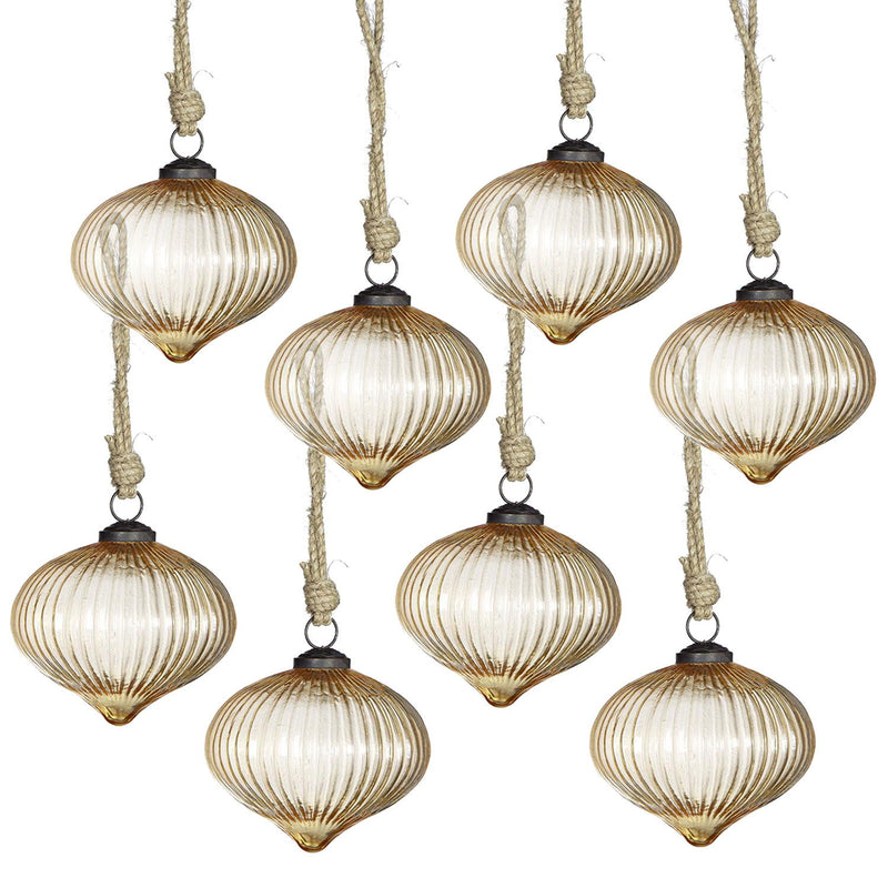 Christmas Ball Ornaments, Glass Decorative Hanging Ball Christmas Tree Ornaments For Holiday Party Decorations (Set of 8) - Amber