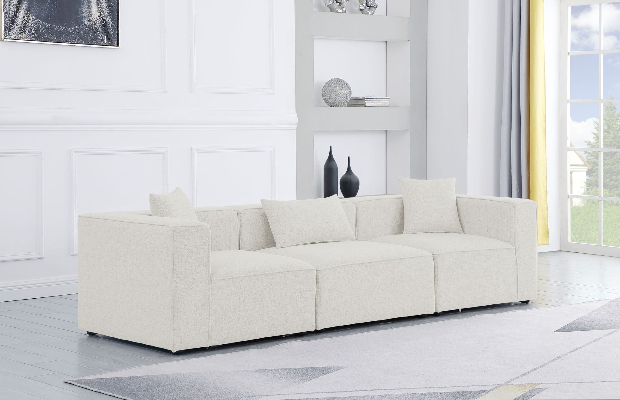 Cube - Linen Modular 3 Seat Sofa - Urban Living Furniture (Los Angeles, CA)