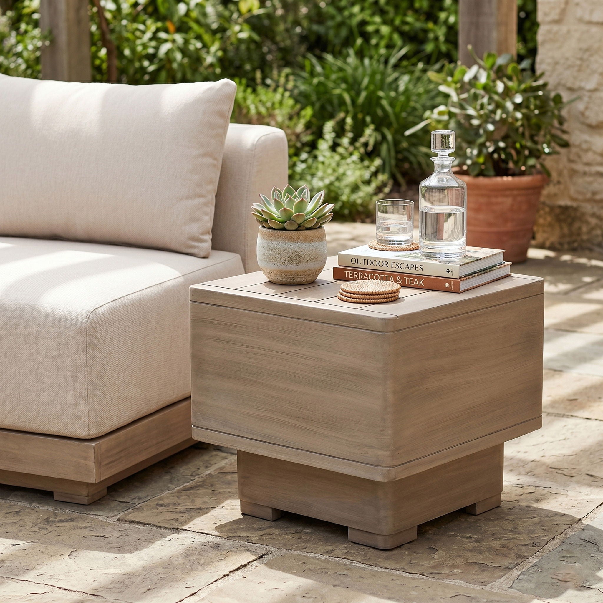 Solace - Acacia Wood Outdoor Patio End / Side Table - Natural - Urban Living Furniture (Los Angeles, CA)