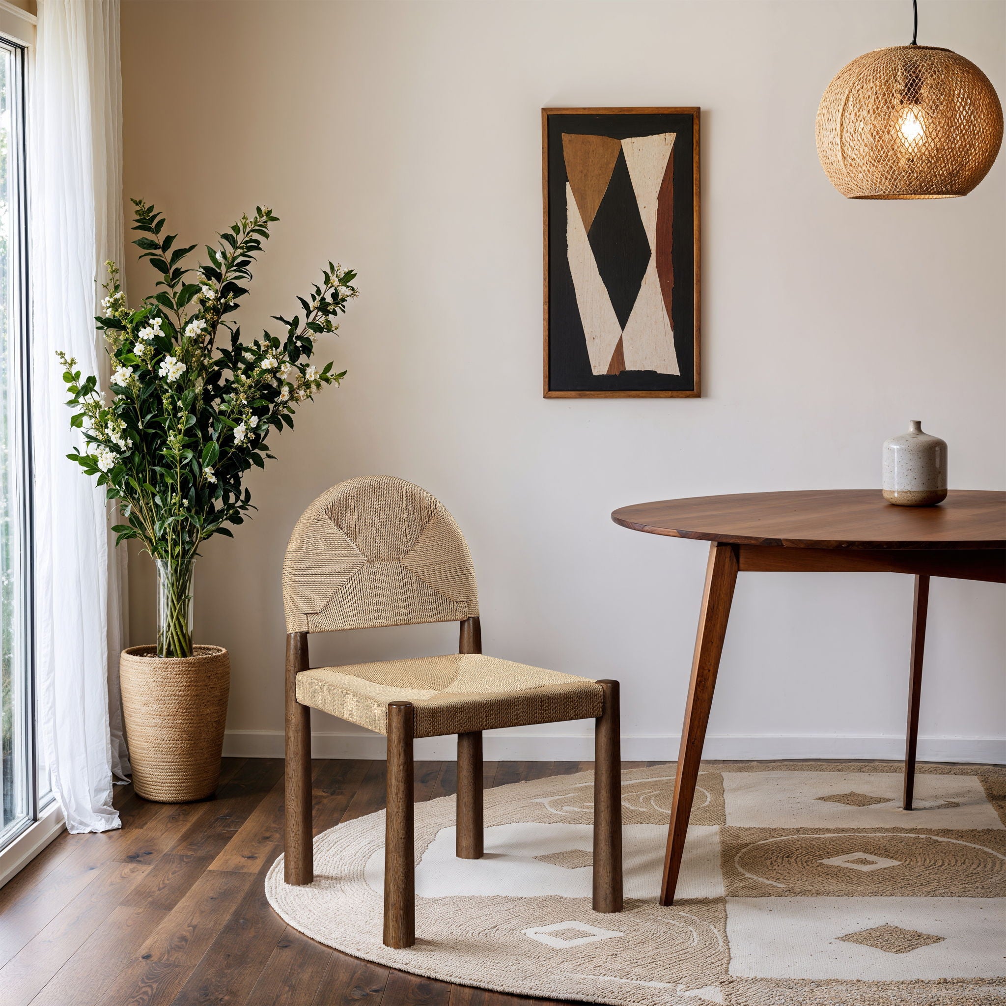 Bohemia - Woven Seagrass Cord And Solid Wood Dining Chair (Set of 2) - Beige - Urban Living Furniture (Los Angeles, CA)