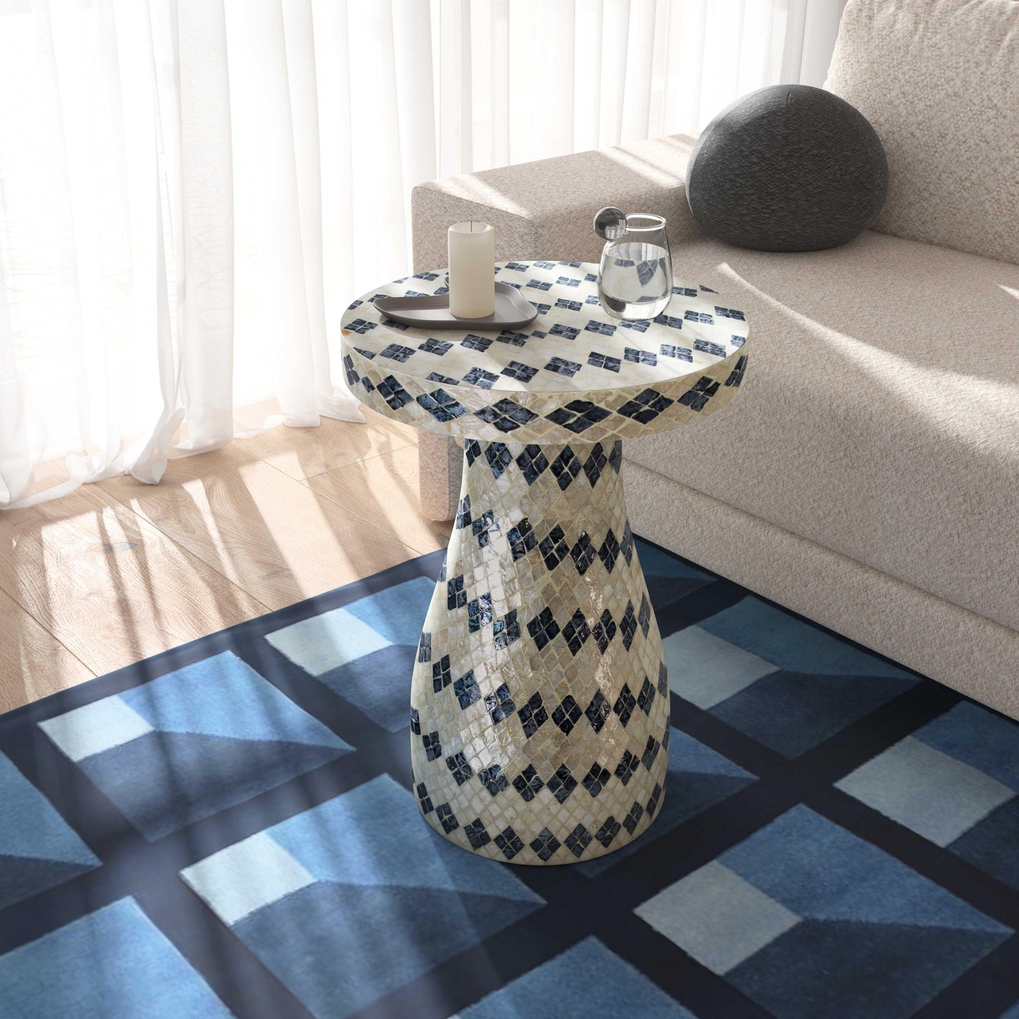 Halio - Checkered Shell Side Table - Urban Living Furniture (Los Angeles, CA)