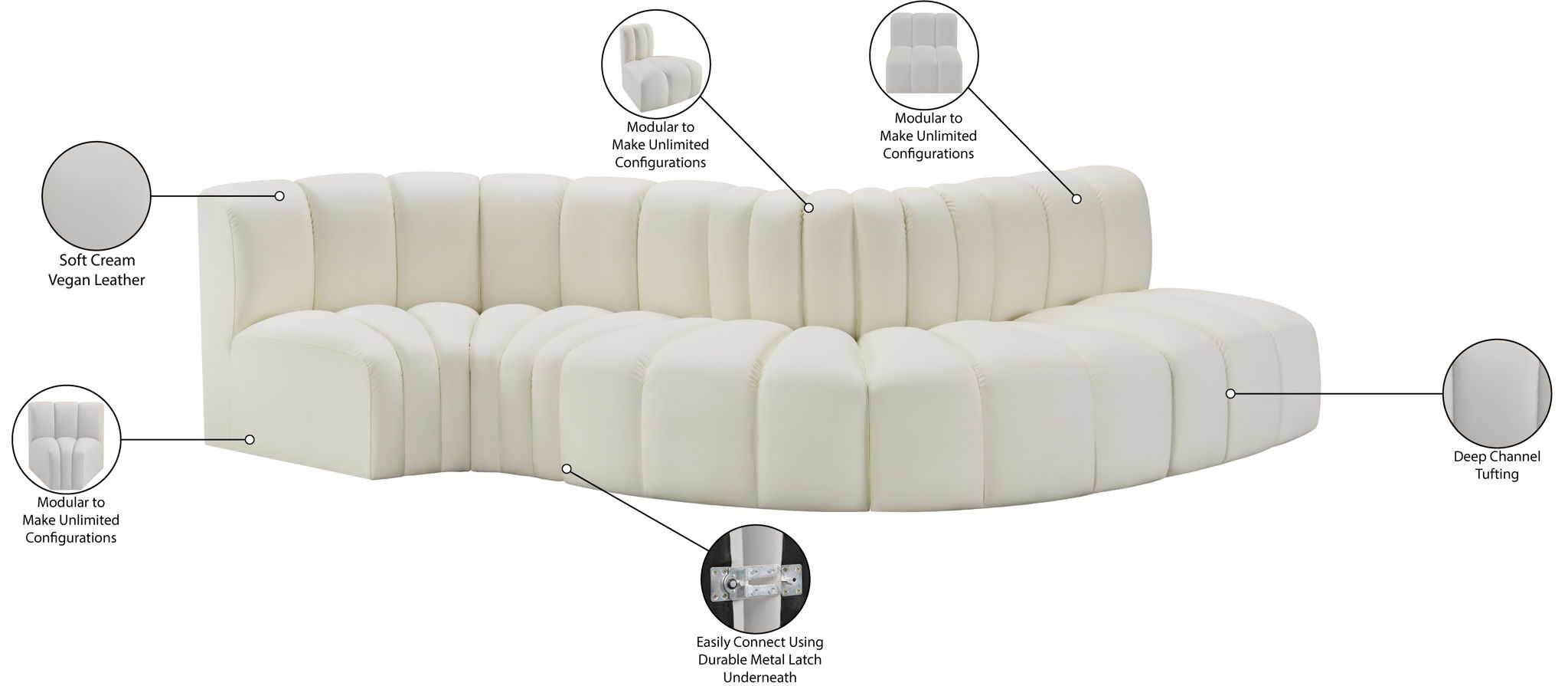 Arc - Faux Leather 5 Piece Modular Sofa - Urban Living Furniture (Los Angeles, CA)