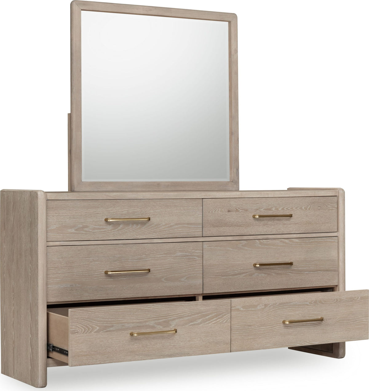 Gardenia - Six Drawer Oak Wood Dresser - Chai