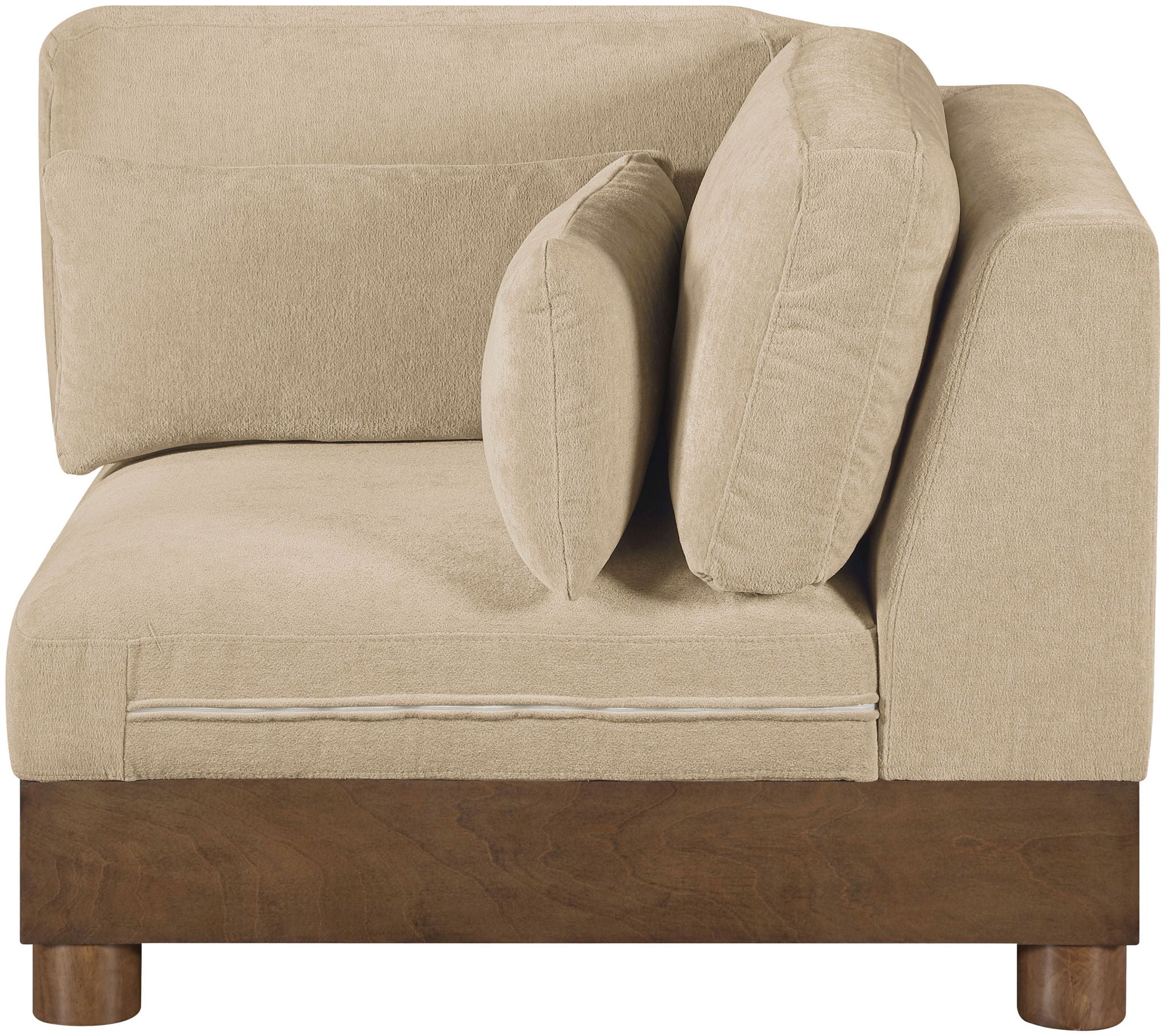 Turin - Chenille Fabric Upholstered Modular Corner Chair - Walnut Base - Urban Living Furniture (Los Angeles, CA)