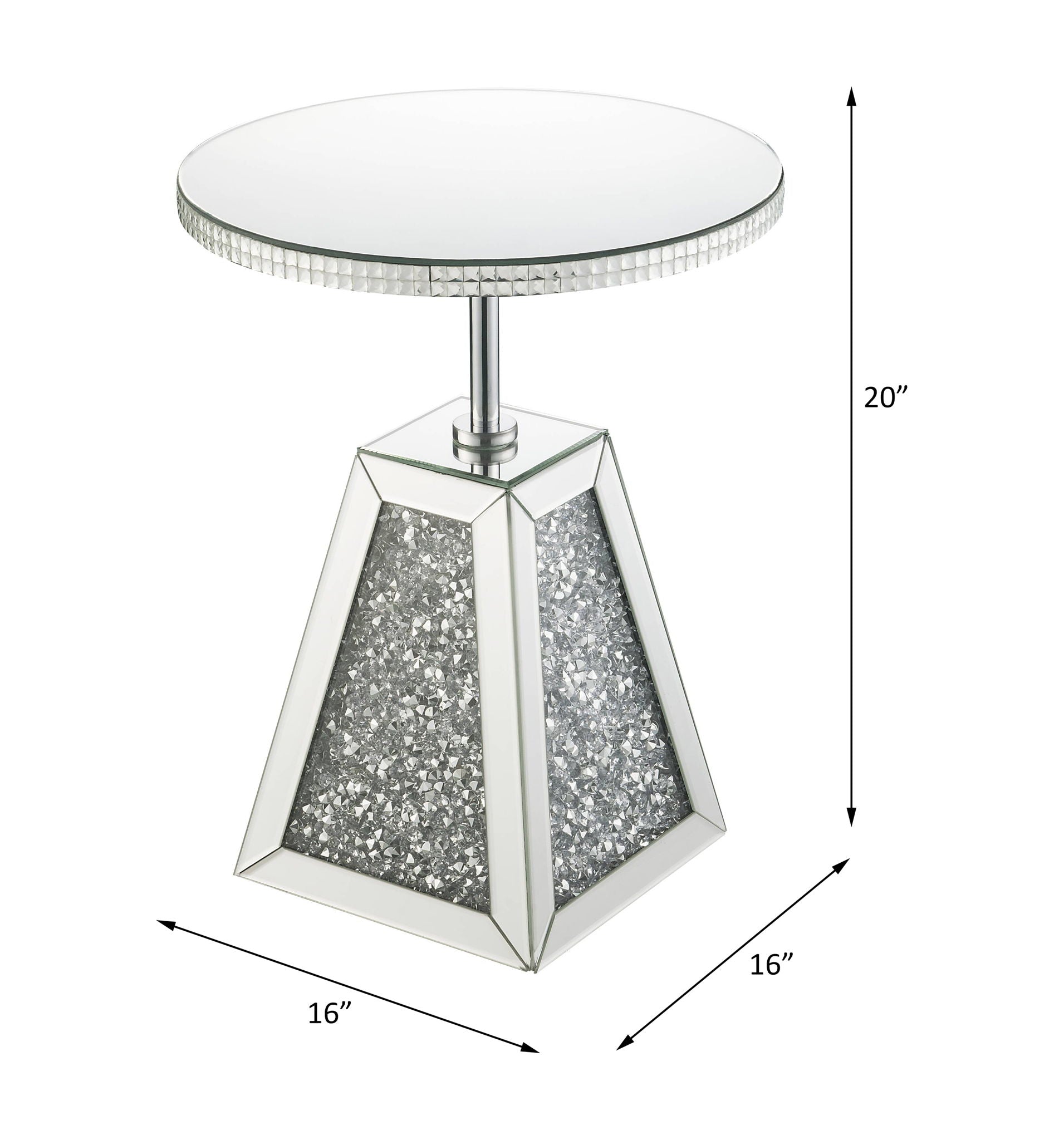 Noralie - 20" Accent Table - Mirrored & Faux Diamonds - Urban Living Furniture (Los Angeles, CA)