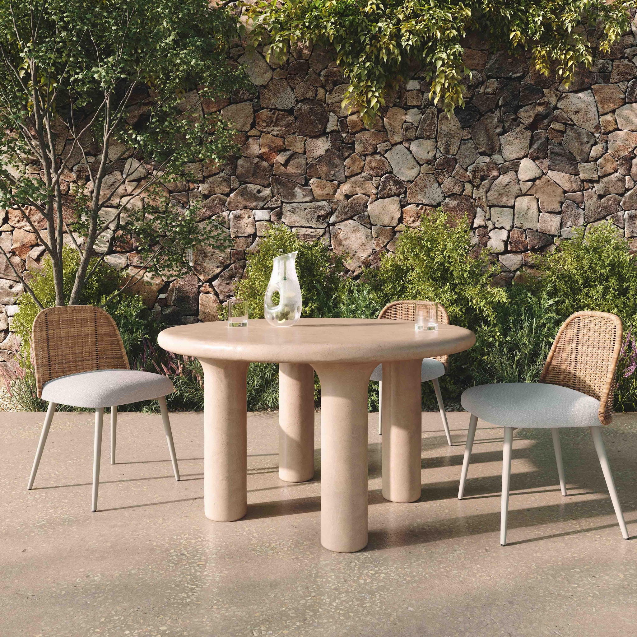Barbara - 47" Indoor / Outdoor Round Dining Table - Cream - Urban Living Furniture (Los Angeles, CA)
