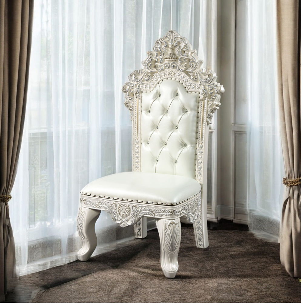 Adara - Side Chair (Set of 2) - Pearl White Synthetic Leather & Antique White - Urban Living Furniture (Los Angeles, CA)
