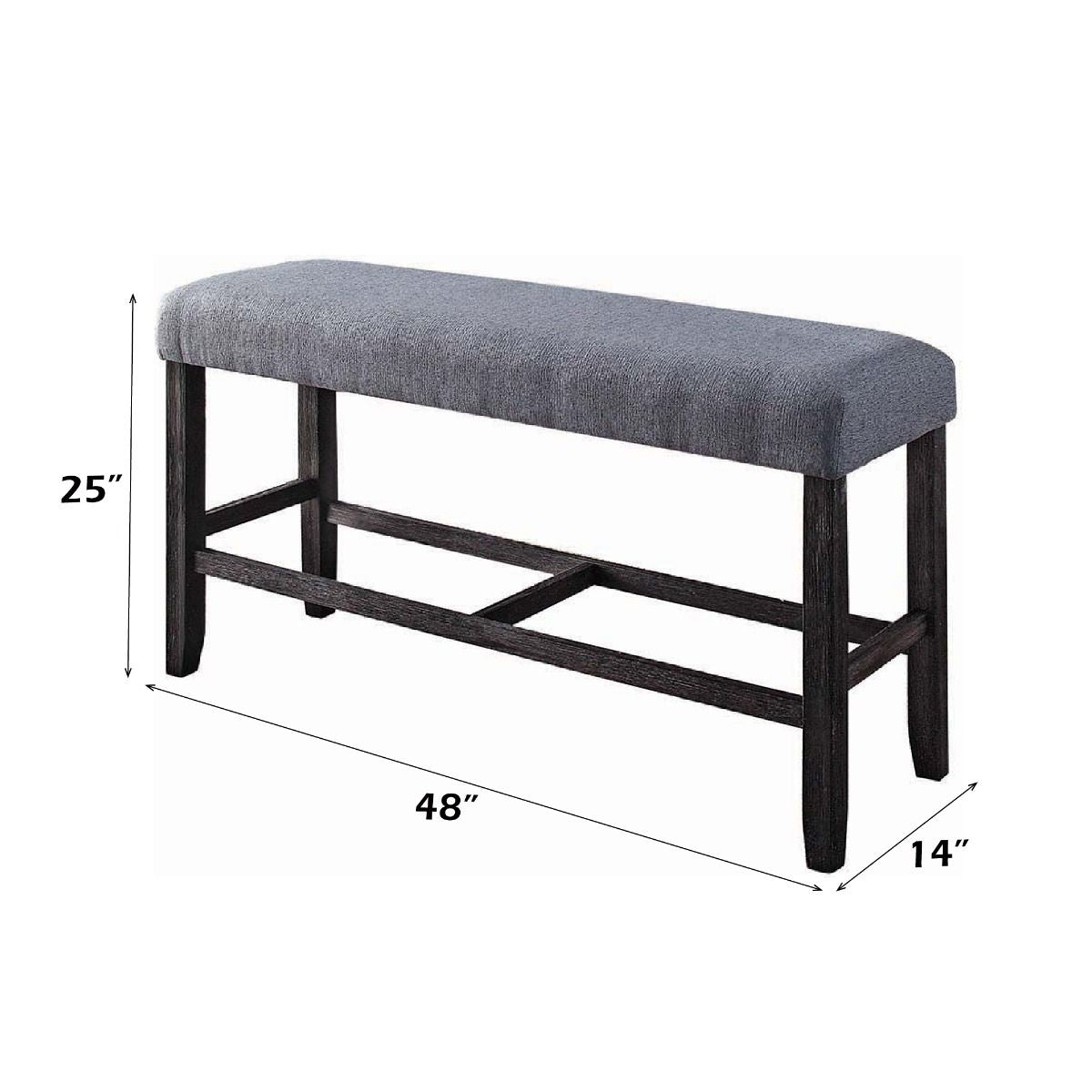 Yelena - Counter Height Bench - Fabric & Weathered Espresso - Urban Living Furniture (Los Angeles, CA)