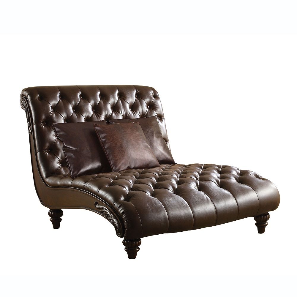 Anondale - Chaise With 3 Pillows - Two Tone Brown Synthetic Leather & Brown - Urban Living Furniture (Los Angeles, CA)