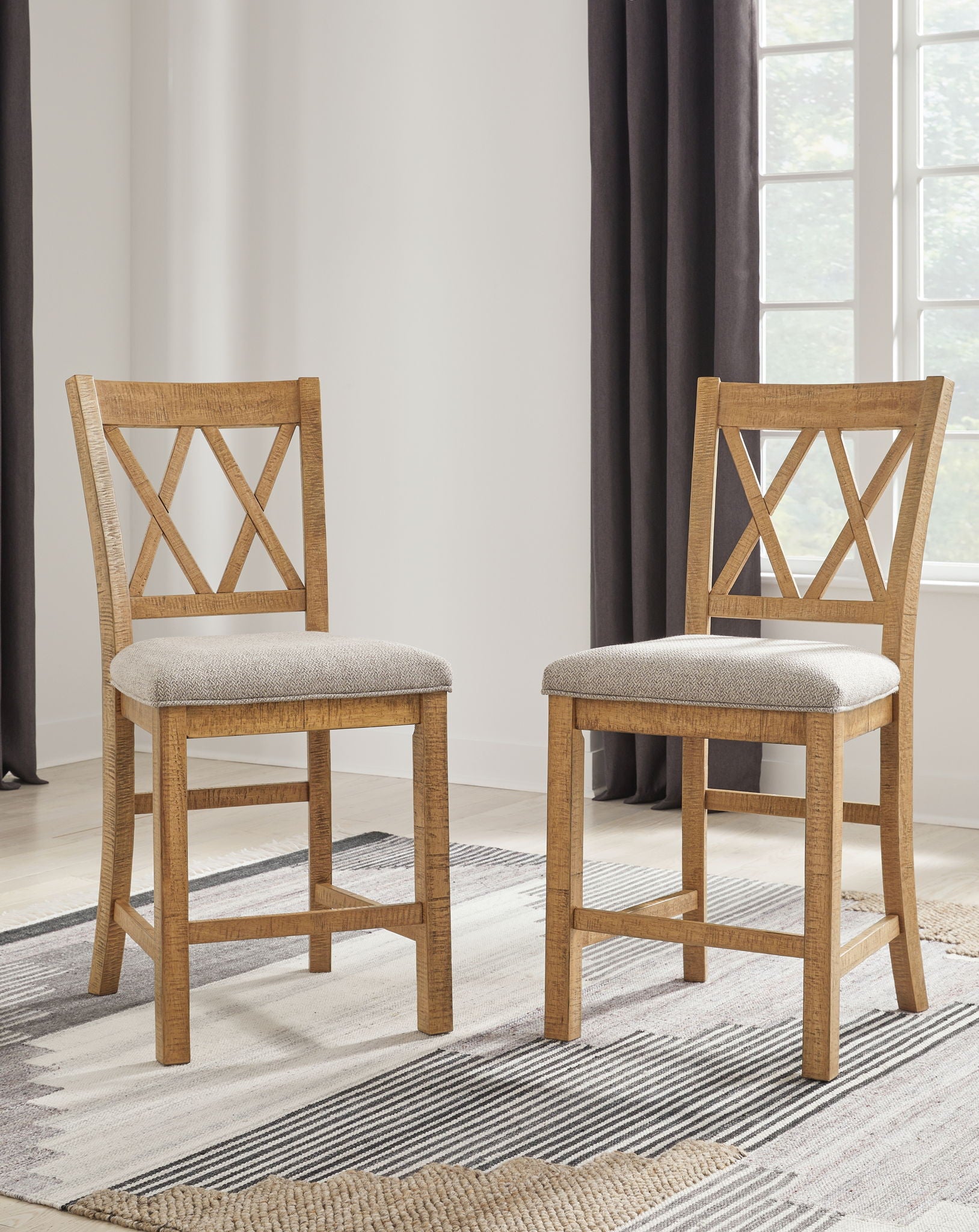 Havonplane - Brown - Upholstered Barstool (Set of 2) - Urban Living Furniture (Los Angeles, CA)