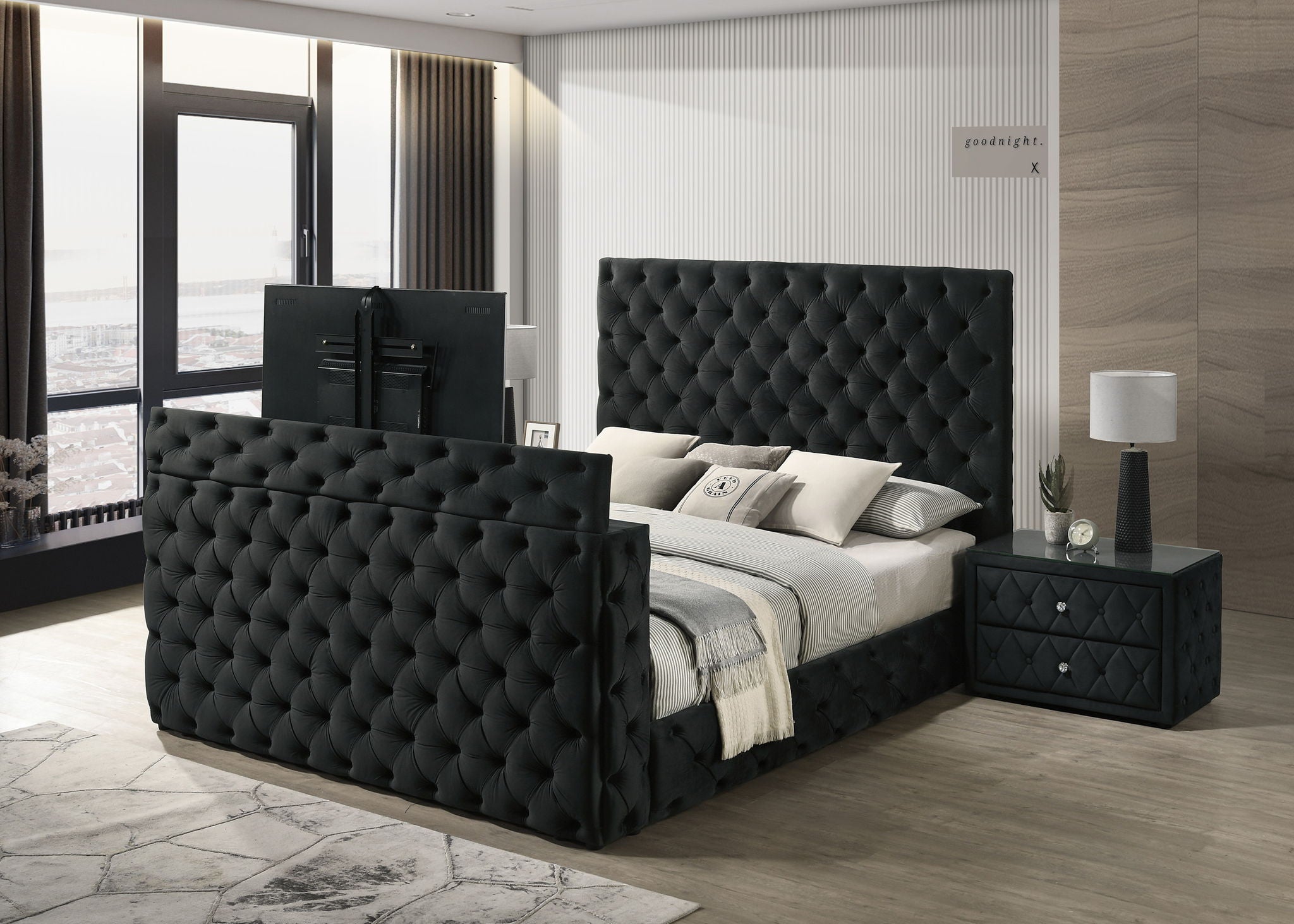 Josephine - King Bed With TV Lift - Black - Urban Living Furniture (Los Angeles, CA)