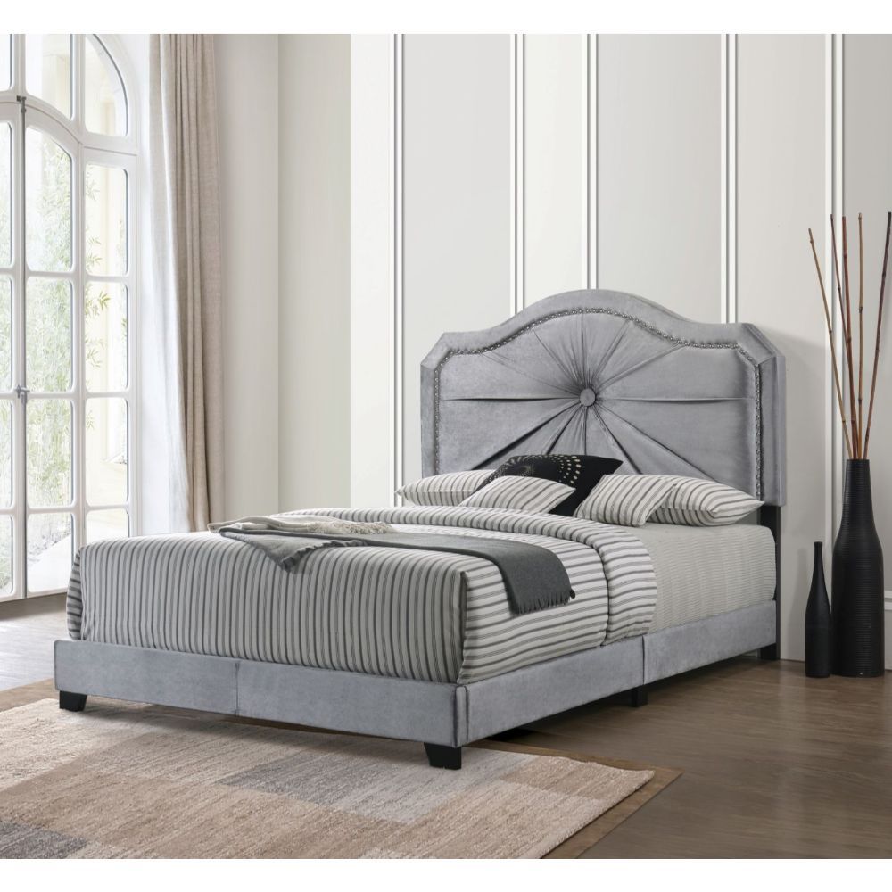 Frankie - Queen Bed - Gray Velvet - Urban Living Furniture (Los Angeles, CA)
