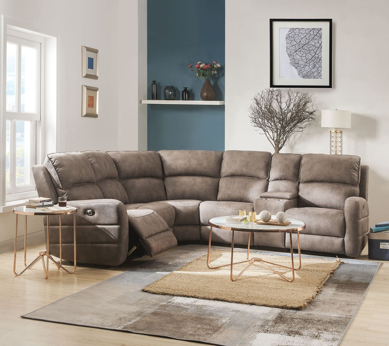 Olwen - Sectional Sofa - Mocha Nubuck - Urban Living Furniture (Los Angeles, CA)