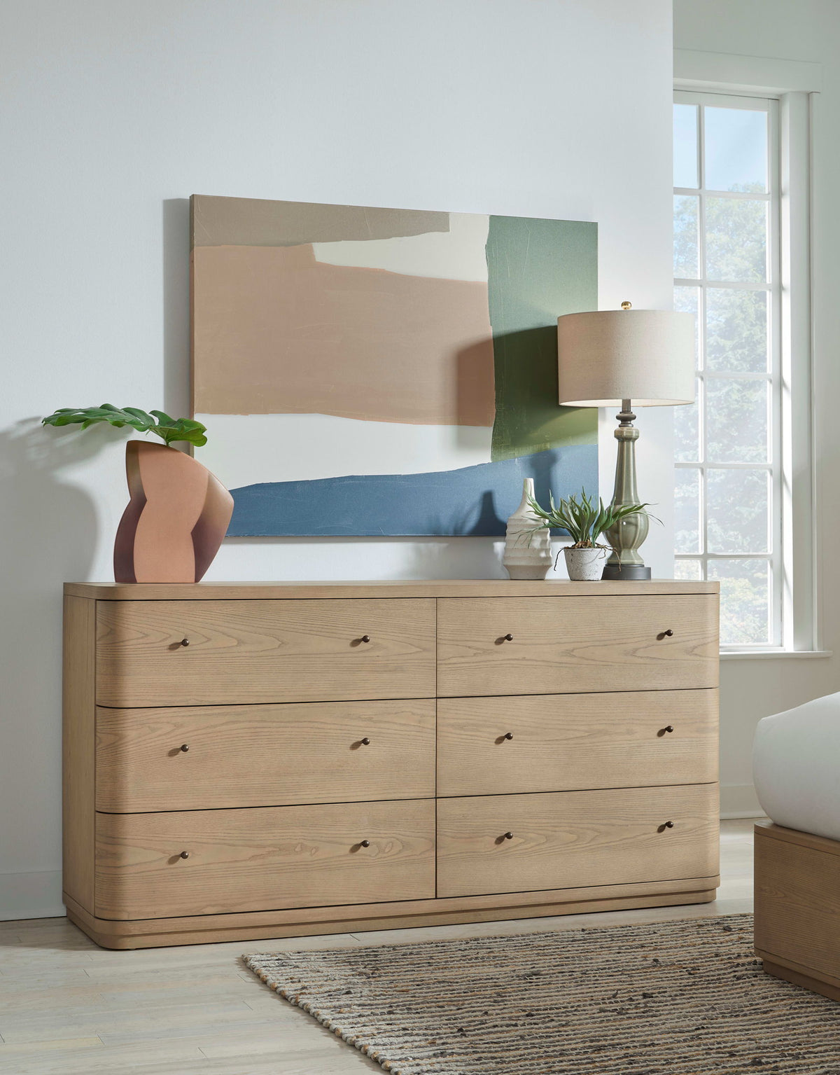 Penny - Six Drawer White Ash Dresser - Buff Cream