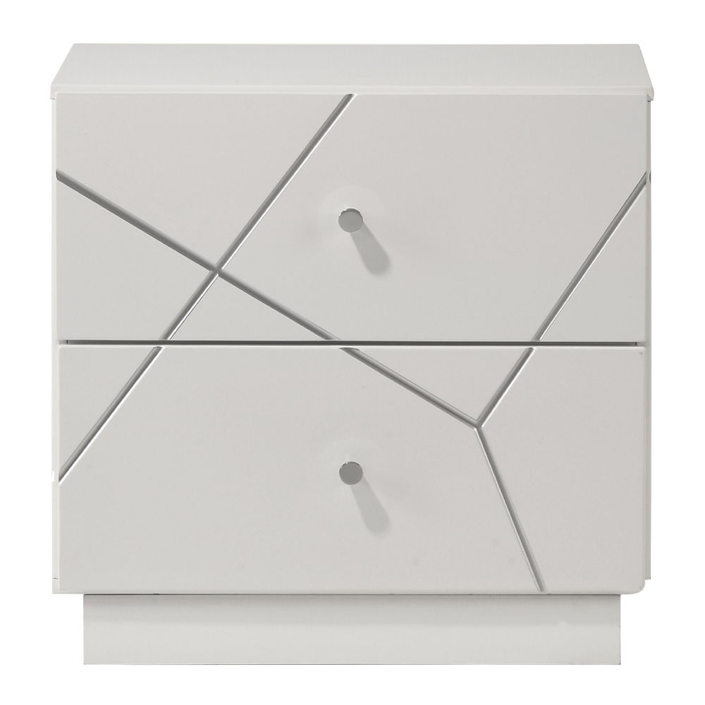 Esther - Nightstand - White / Silver